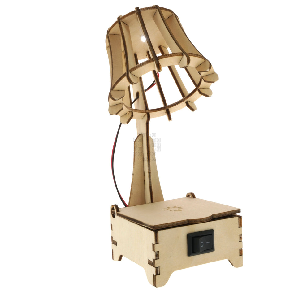 Children's Educational Toy Wooden DIY White LED Lamp Kit, 2AA
