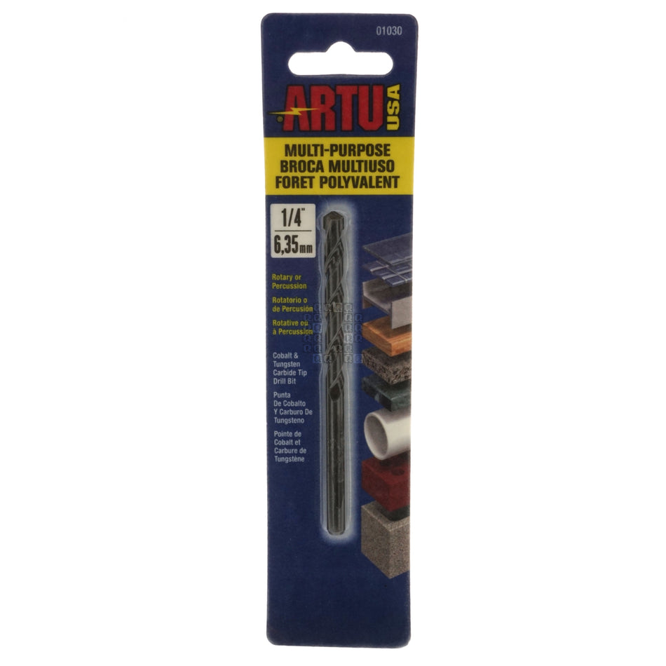 Artu 01030 1/4" Multi-Purpose Cobalt & Tungsten Carbide Tip Drill Bit