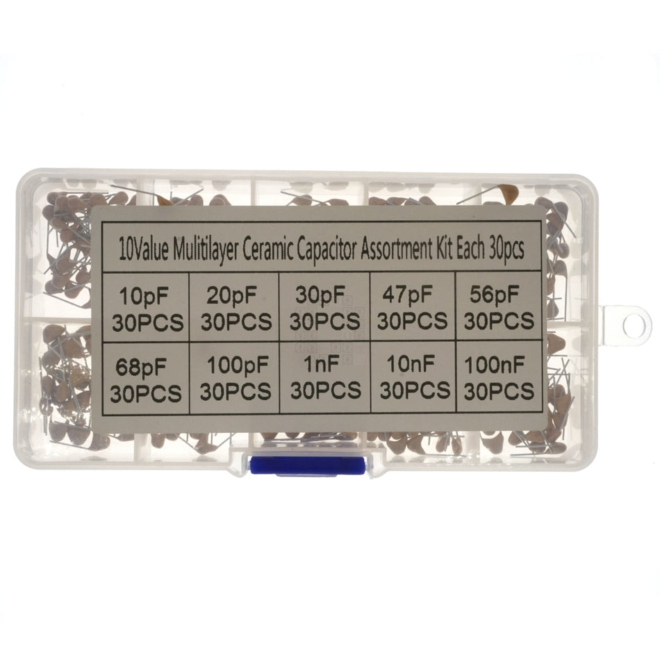 300-Piece 10pf-100nf Multilayer Ceramic Capacitor Assortment, 50VDC