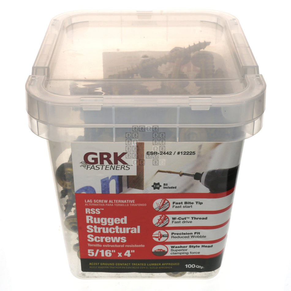 GRK Fasteners 12225 5/16" x 4" Washer Head RSS Structural Screw, 100-Pack