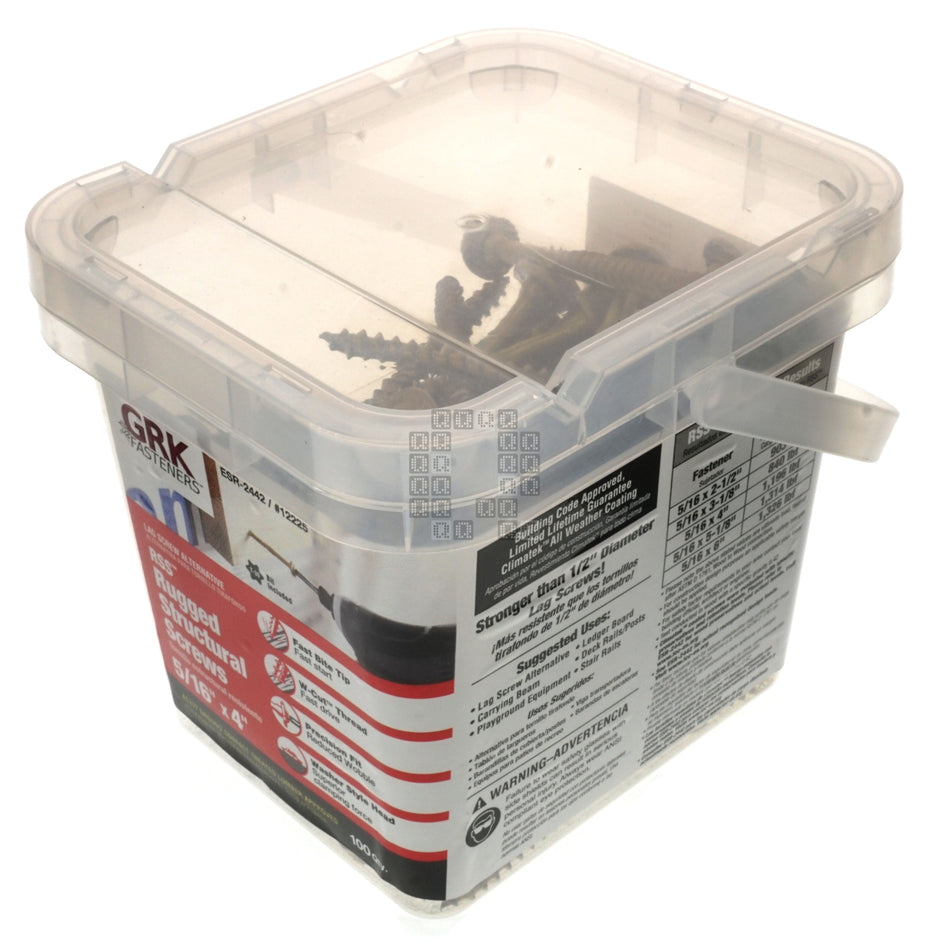 GRK Fasteners 12225 5/16" x 4" Washer Head RSS Structural Screw, 100-Pack