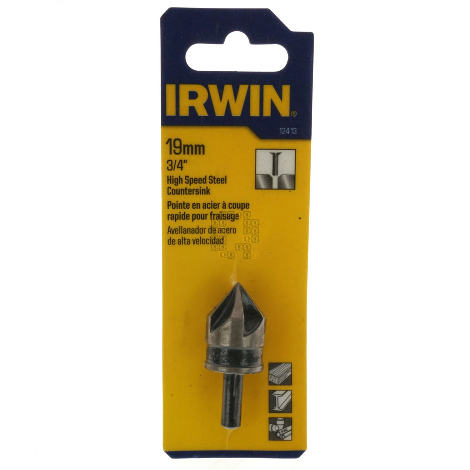 Irwin 12413 Round Shank High Speed Steel (HSS) Countersink, 3/4" / 19mm Diameter, 82ÃÂ°