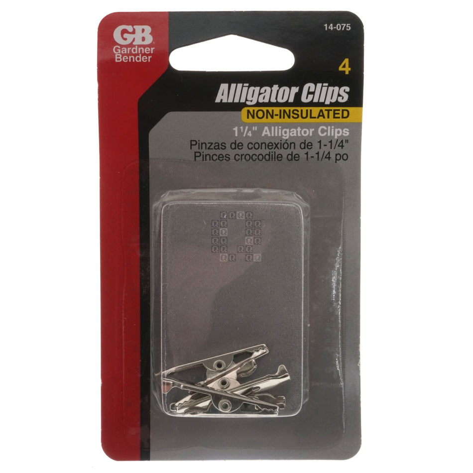 Gardner Bender 14-075 1-1/4" Non-Insulated Alligator Clip, 22 to 14 AWG, 4-Pack