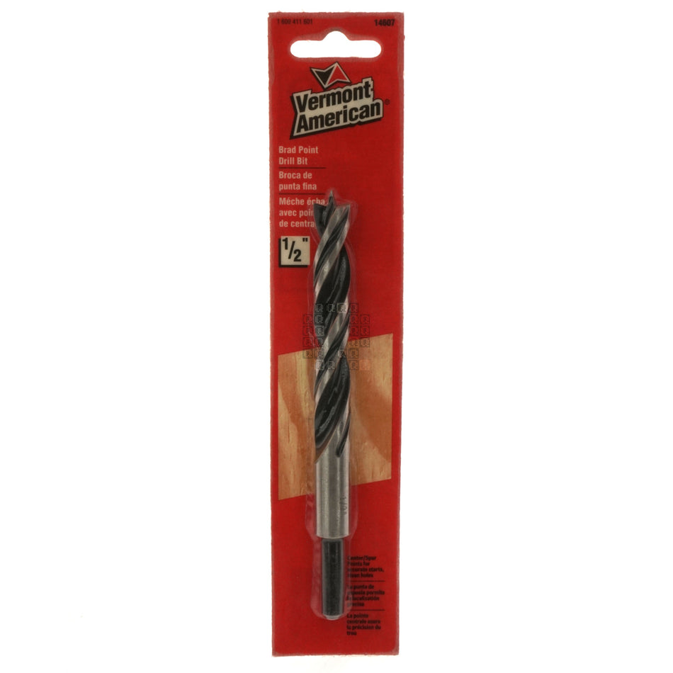 Vermont American 14607 Brad Point Wood Doweling Drill Bit, 1/2" Diameter