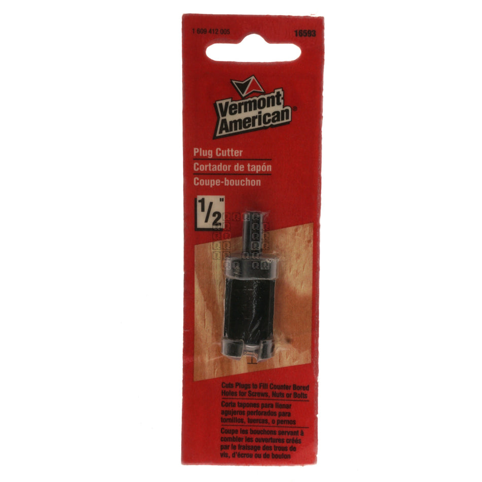 Vermont American 16593 1/2" Plug Cutter, 1/4" Straight Shank