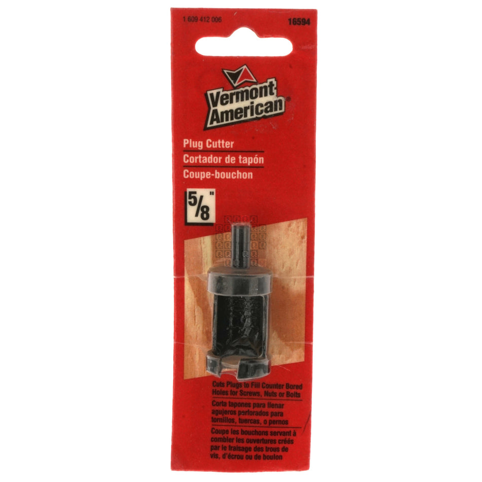 Vermont American 16594 5/8" Plug Cutter, 1/4" Straight Shank
