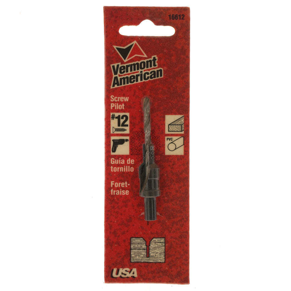 Vermont American 16612 #12 Screw Pilot Drill / Countersink, 1/4" Shank