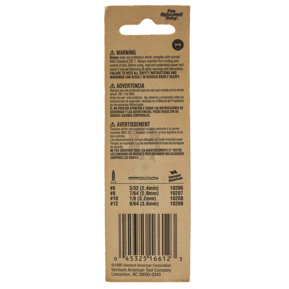 Vermont American 16612 #12 Screw Pilot Drill / Countersink, 1/4" Shank