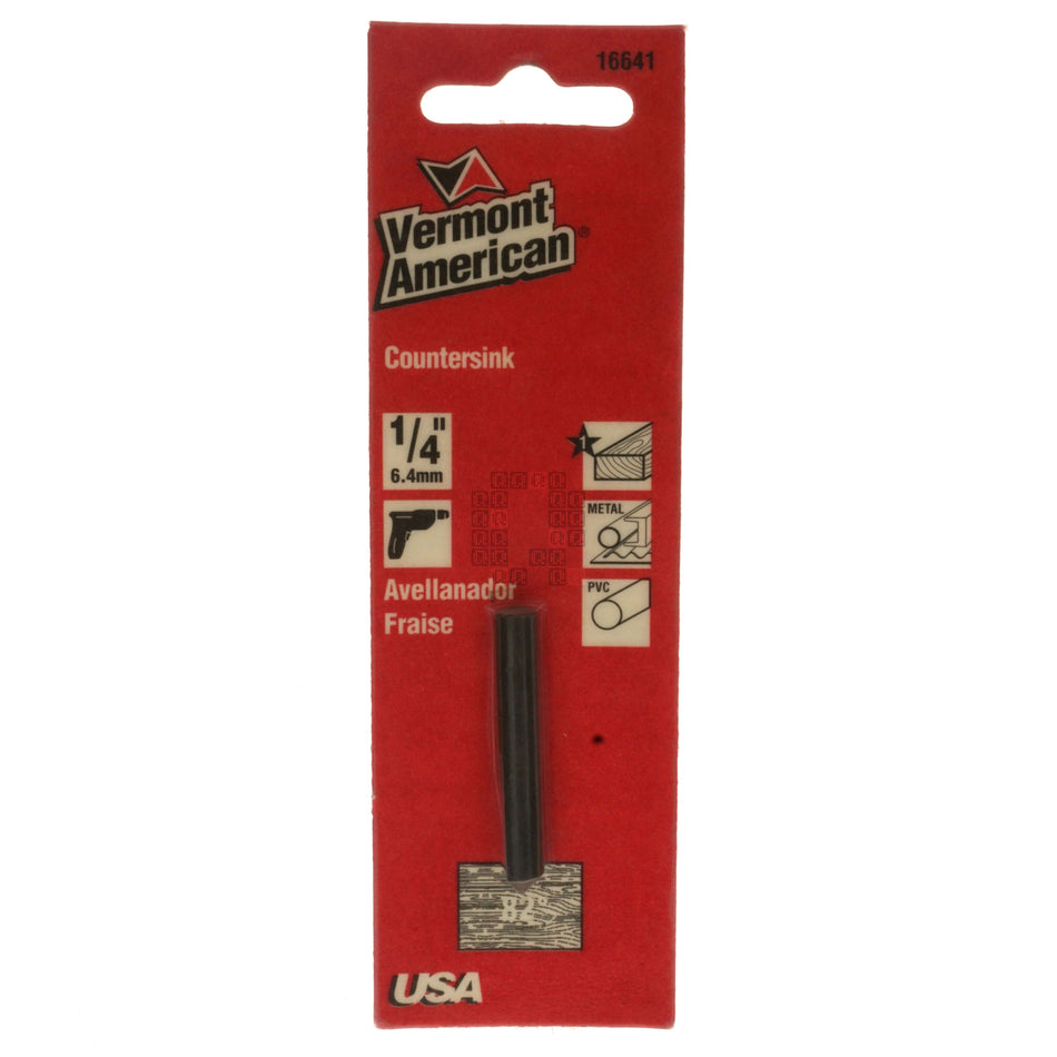 Vermont American 16641 1/4" HSS Single Flute Countersink, 82ÃÂ°
