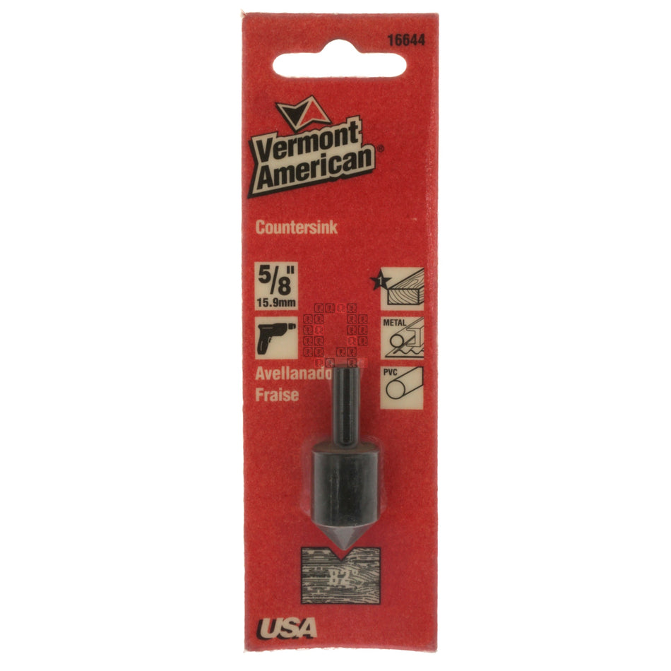 Vermont American 16644 5/8" HSS Single Flute Countersink, 82ÃÂ°