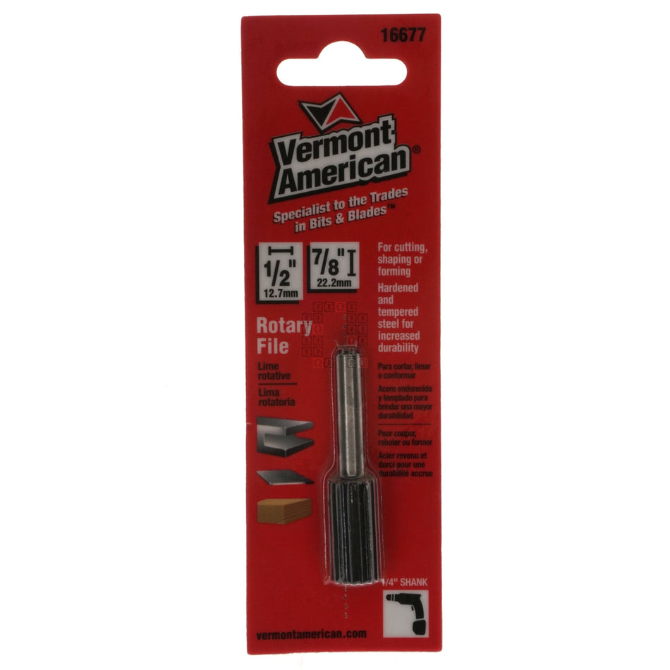 Vermont American 16677 1/2" Cylinder Rotary File, 7/8" Length, 1/4" Straight Shank