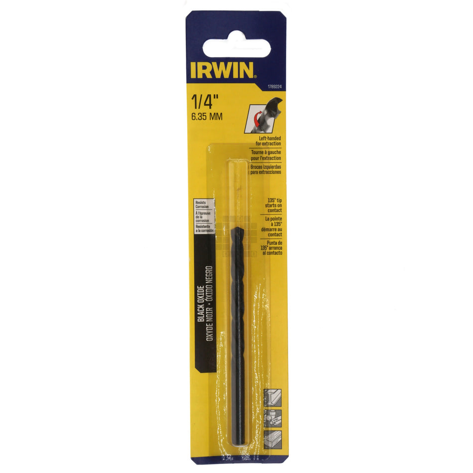 Irwin 1789224 Black Oxide 1/4" Left Hand Drill Bit, 135ÃÂ° Split