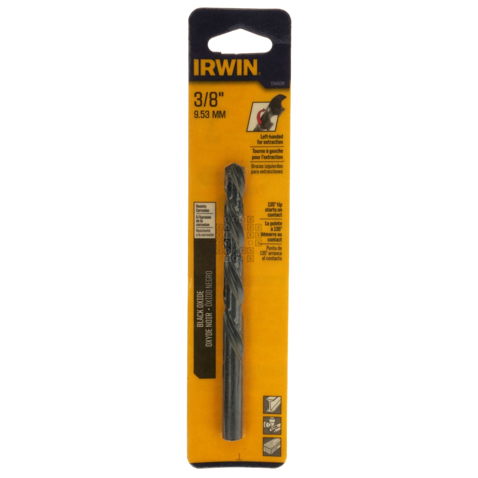 Irwin Tools 1789226 3/8" Left Hand LH Black Oxide Drill Bit, 135ÃÂ° Split Tip