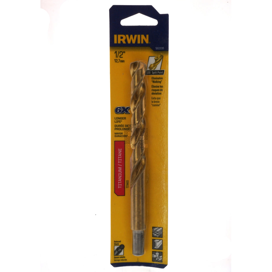 Irwin 1862936 1/2" Reduced Shank Titanium Coated 135ÃÂ° Split Point Drill Bit