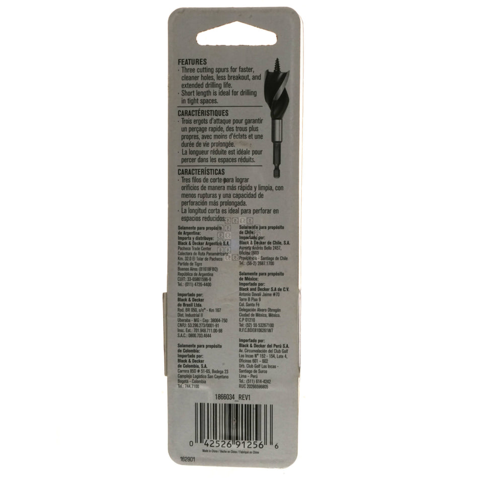 Irwin Tools 1866034 SPEEDBOR Tri-Flute Auger Boring Bit, 5/8" Diameter, 4" Length