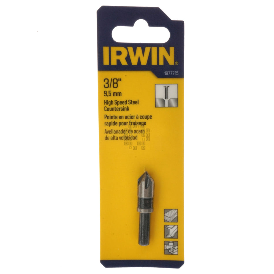 Irwin 1877715 Round Shank High Speed Steel (HSS) Countersink, 3/8", 82ÃÂ°