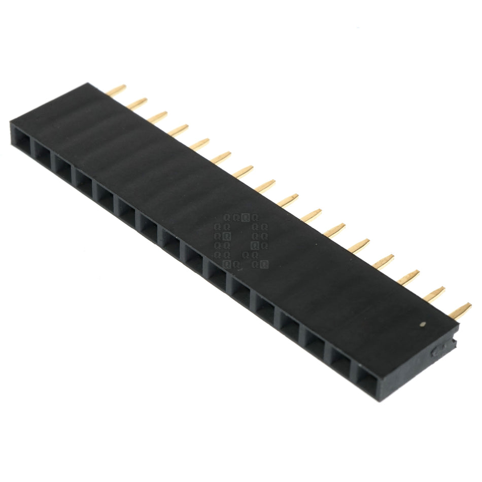 1x16 Single Row Female Straight Pin Header, 2.54mm Pitch, 2-Pack