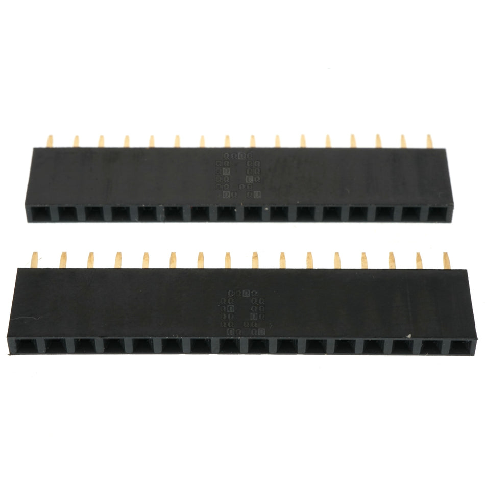 1x16 Single Row Female Straight Pin Header, 2.54mm Pitch, 2-Pack