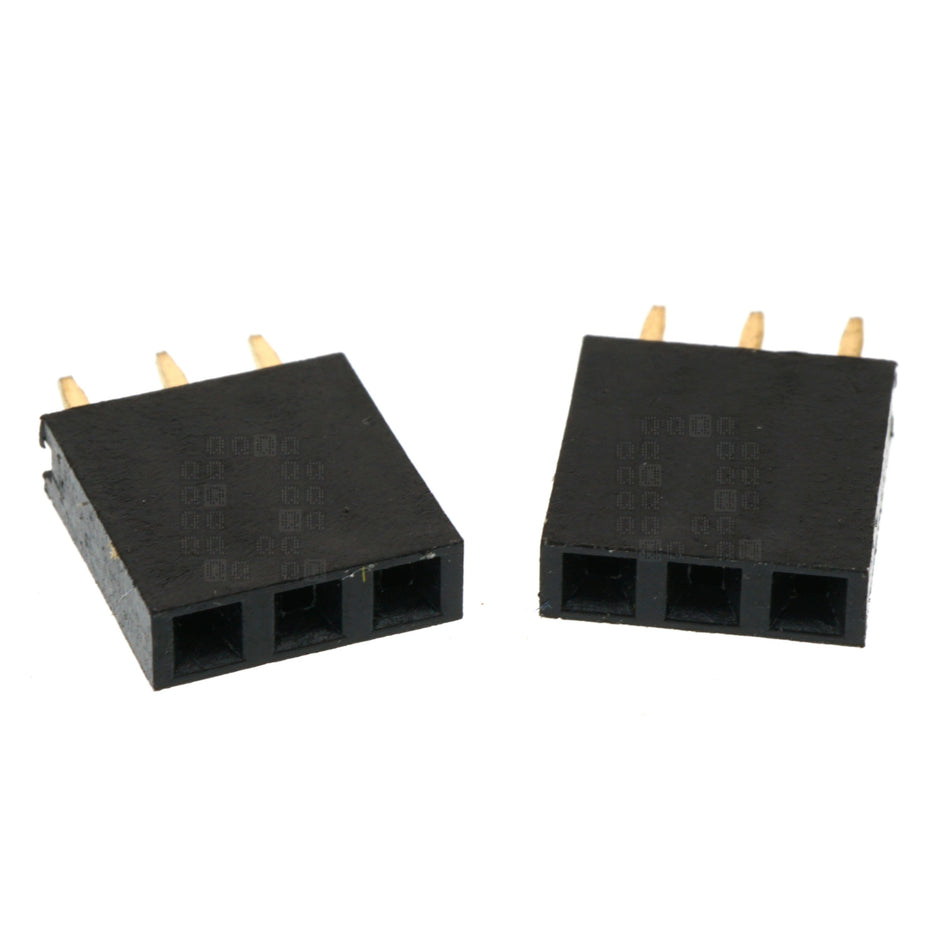 1x3 Single Row Female Straight Pin Header, 2.54mm Pitch, 2-Pack