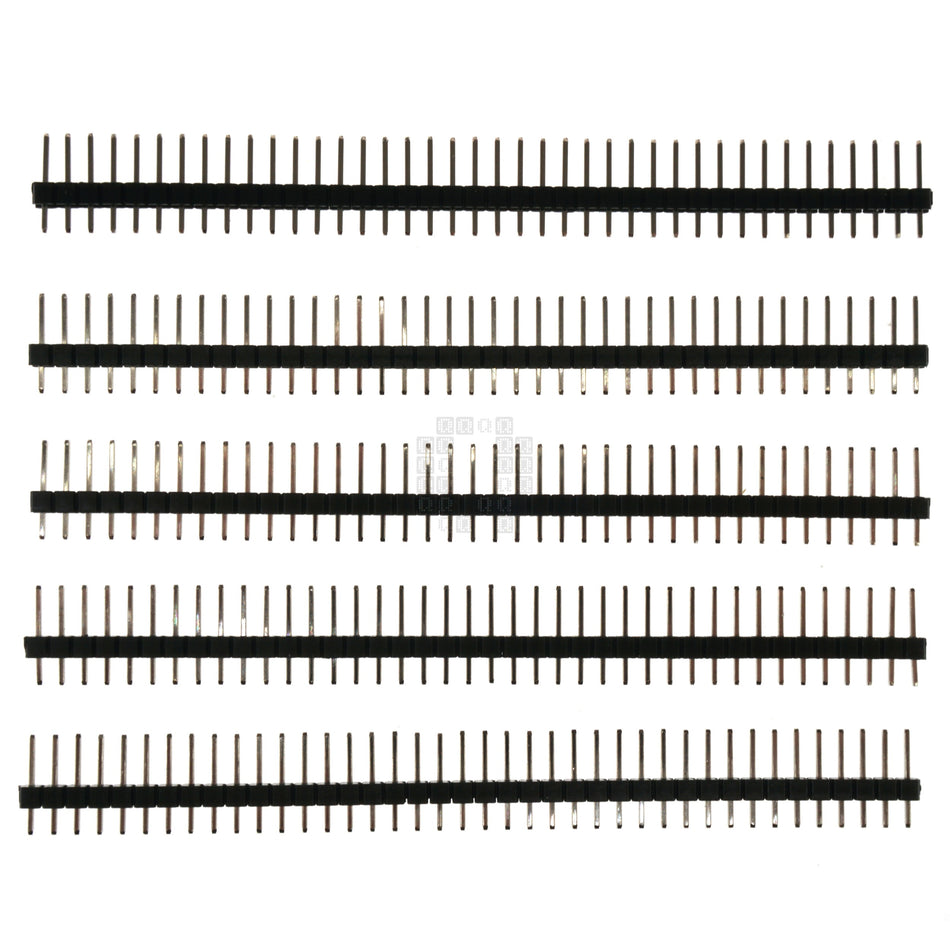 1x40 Pin Male Breakable Single Row Pin Header, 2.54mm Pitch, 11.2mm Height, 5-Pack, Black