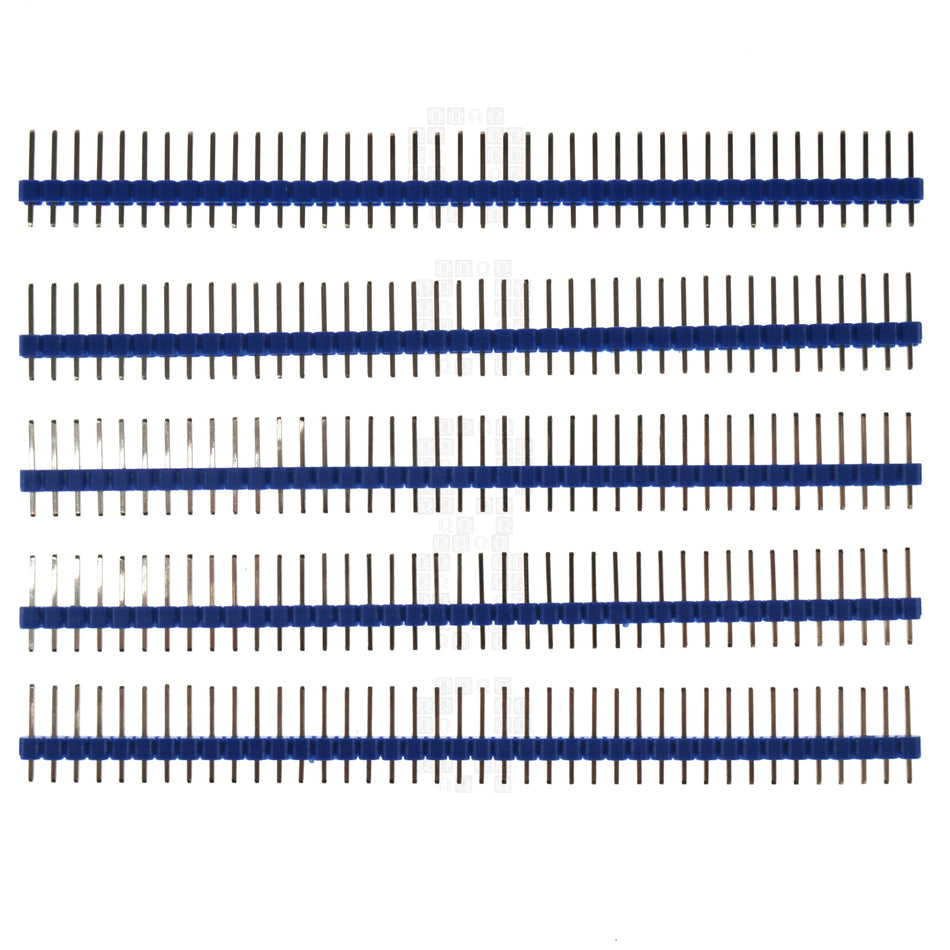 1x40 Pin Male Breakable Single Row Pin Header, 2.54mm Pitch, 11.2mm Height, 5-Pack, Blue