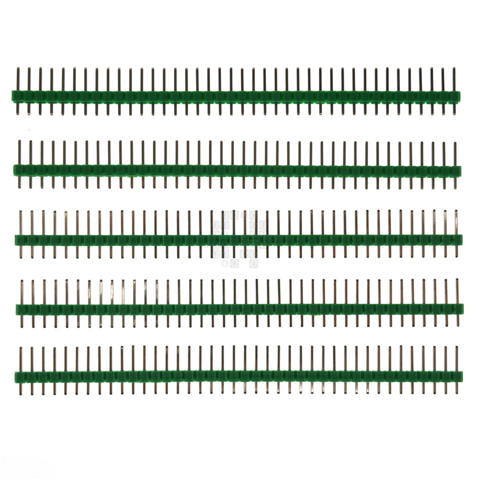 1x40 Pin Male Breakable Single Row Pin Header, 2.54mm Pitch, 11.2mm Height, 5-Pack, Green