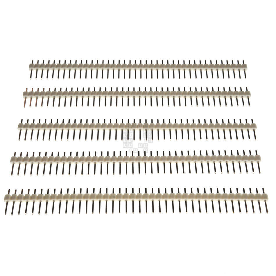 1x40 Pin Male Breakable Single Row Pin Header, 2.54mm Pitch, 11.2mm Height, 5-Pack, White