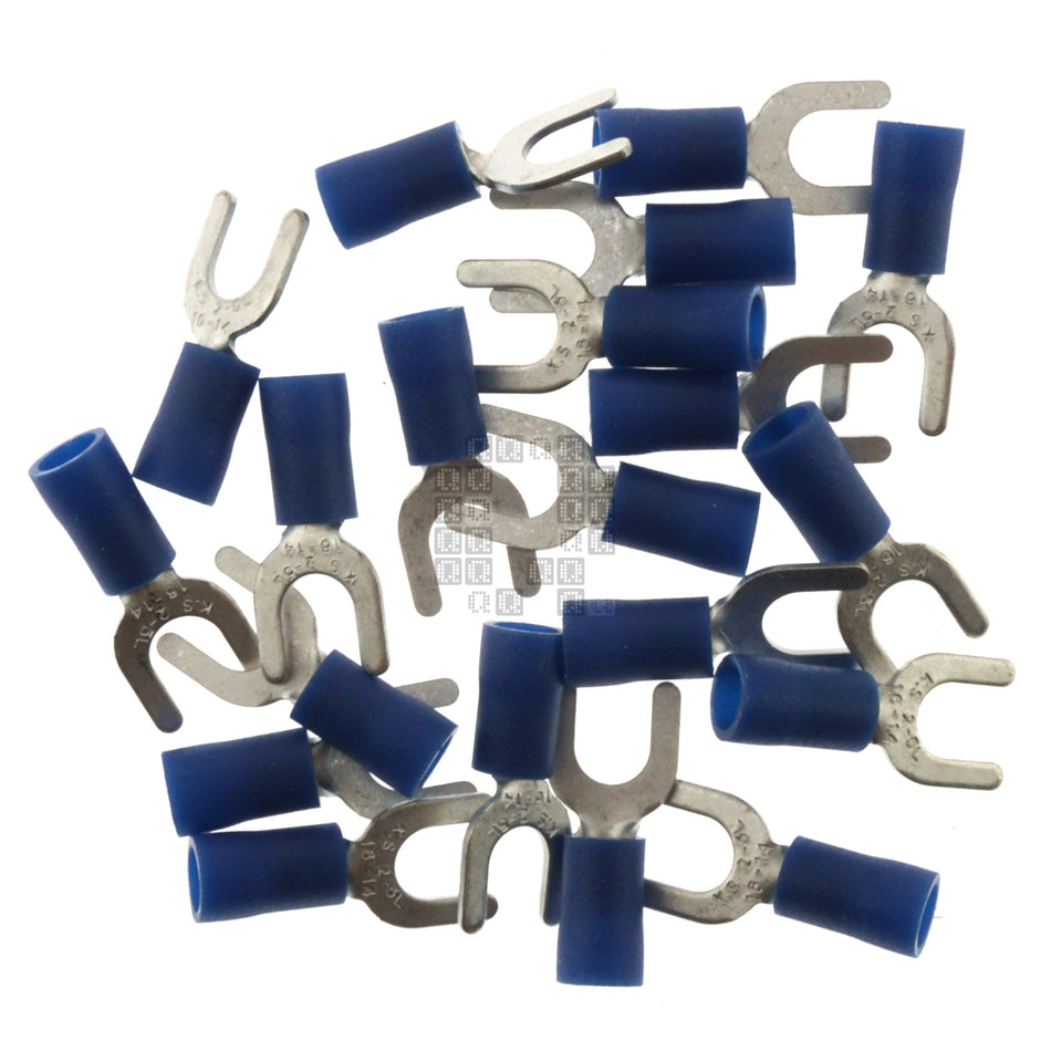 Gardner Bender 20-114 Ring Terminal, 16 to 14 AWG, #8 to 10 Spade, Blue, 20-Pack