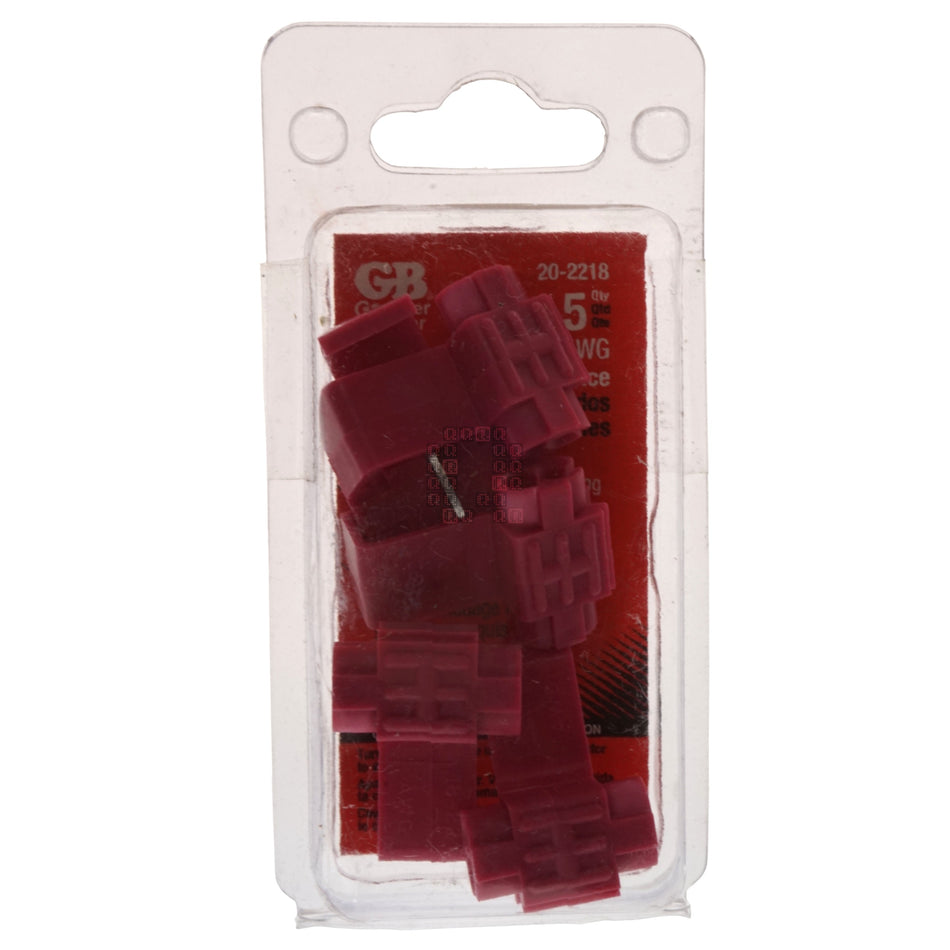 Gardner Bender 20-2218 Tap Splice, 22 to 18 AWG Wire 600V, Red, 5-Pack