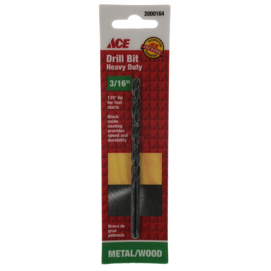 ACE Hardware 2000164 3/16" Black Oxide Drill Bit, 135ÃÂ° Split Point