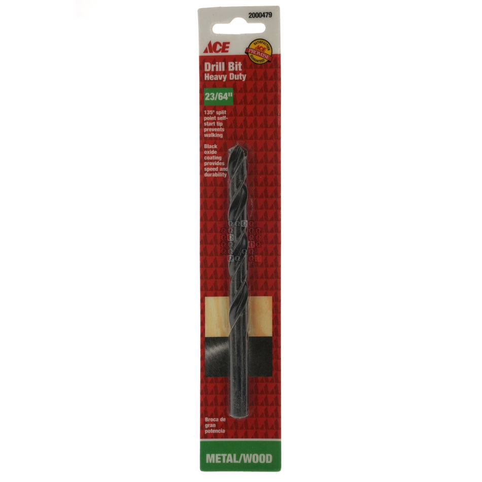 ACE Hardware 2000479 Heavy Duty 23/64" Black Oxide Drill Bit, 135ÃÂ° Split Point