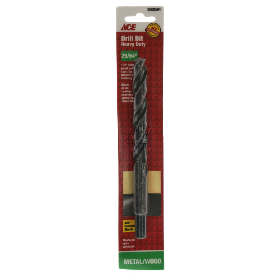 ACE Hardware 2000594 29/64" Black Oxide Drill Bit, 135ÃÂ° Split Point, 3/8" Reduced Shank