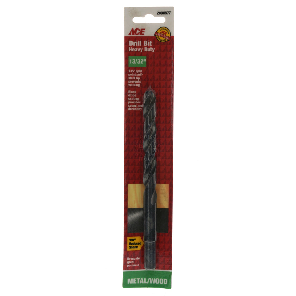 ACE Hardware 2000677 13/32" Black Oxide Drill Bit, 135ÃÂ° Split Point, 3/8" Reduced Shank