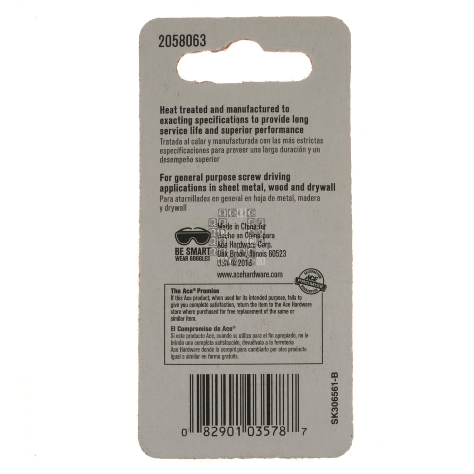 ACE Hardware 2058063 #10-12 Slotted Driver Bits, 1" Length, 2-Pack