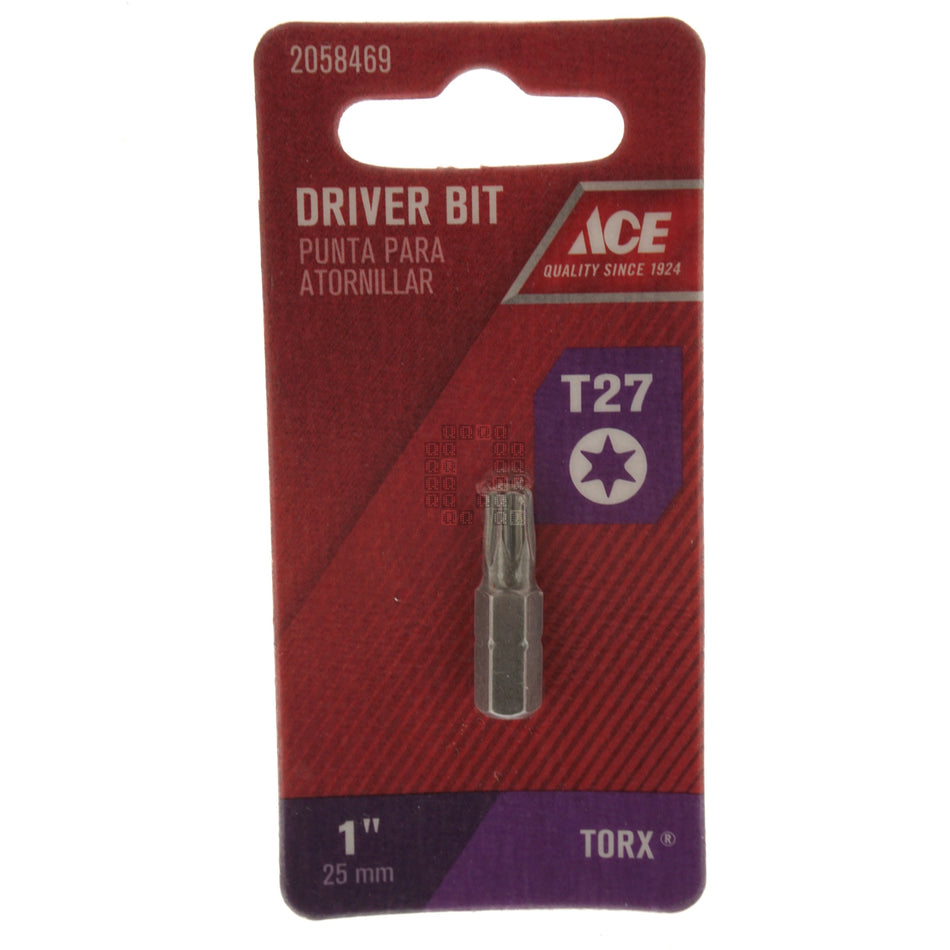 ACE Hardware 2058469 T27 TORX Driver Bit, 1" Length, 1/4" Hex Drive