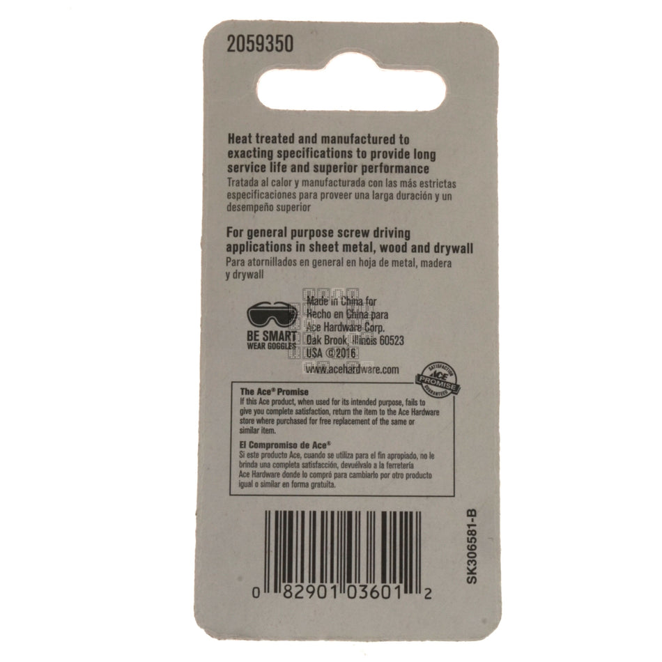 ACE Hardware 2059350 #6-8 Slotted Driver Bit, 2" Length, 1/4" Hex Drive
