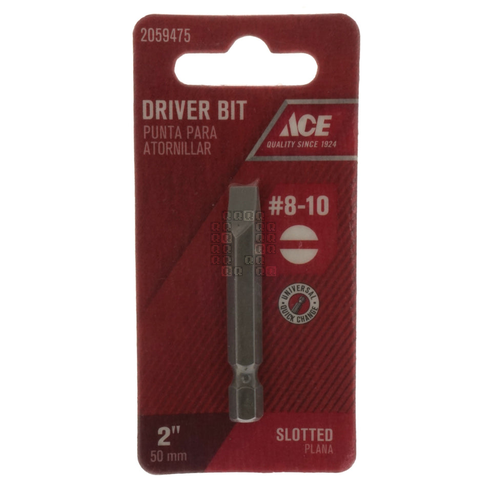 ACE Hardware 2059475 #8-10 Slotted Driver Bit, 2" Length, 1/4" Hex Drive