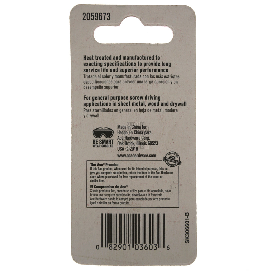 ACE Hardware 2059673 #10-12 Slotted Driver Bit, 2" Length, 1/4" Hex Drive