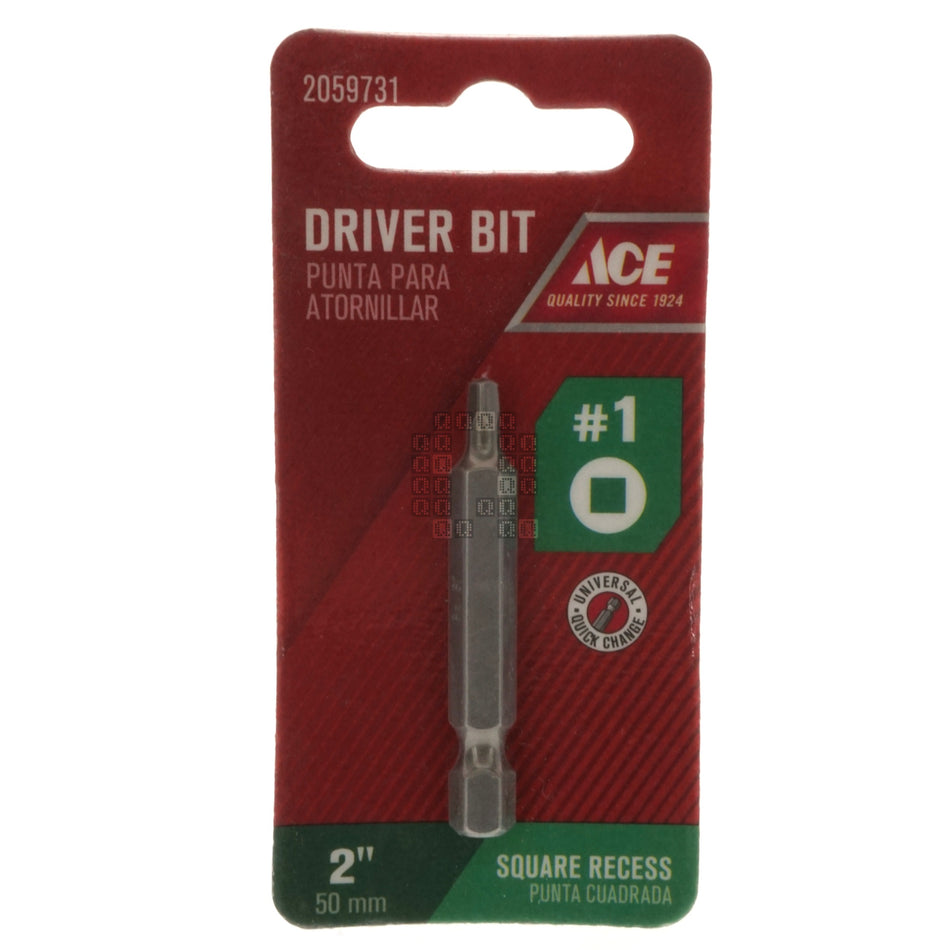 ACE Hardware 2059731 #1 Square Recess / SQ1 Driver Bit, 2" Length, 1/4" Hex Drive