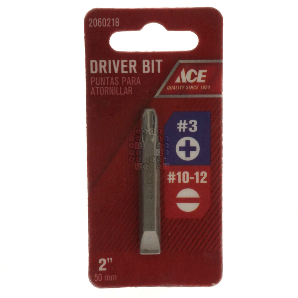 ACE Hardware 2060218 #3 Phillips PH3 / #10-12 Slotted Double Ended Driver Bit