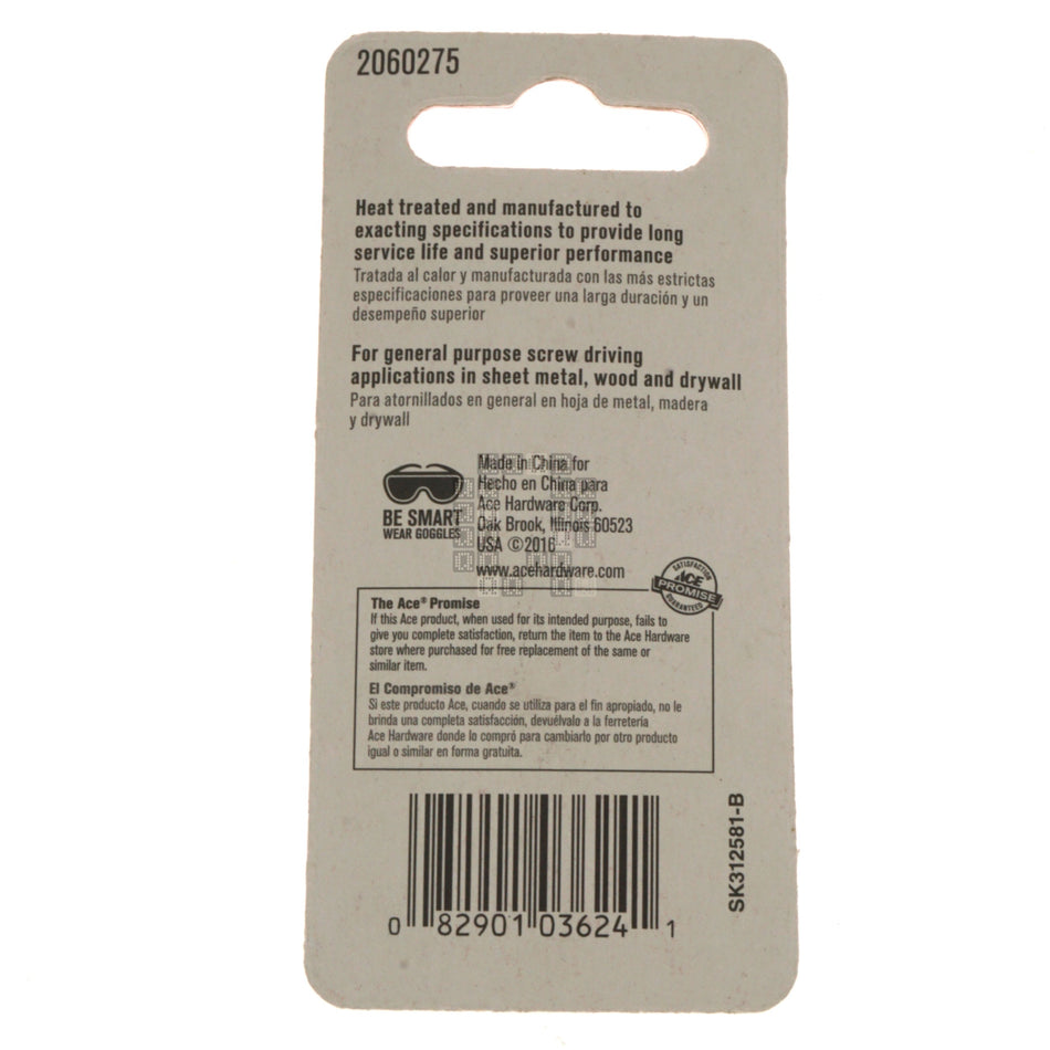 ACE Hardware 2060275 #1 Phillips PH1 / #6-8 Slotted Double Ended Driver Bit