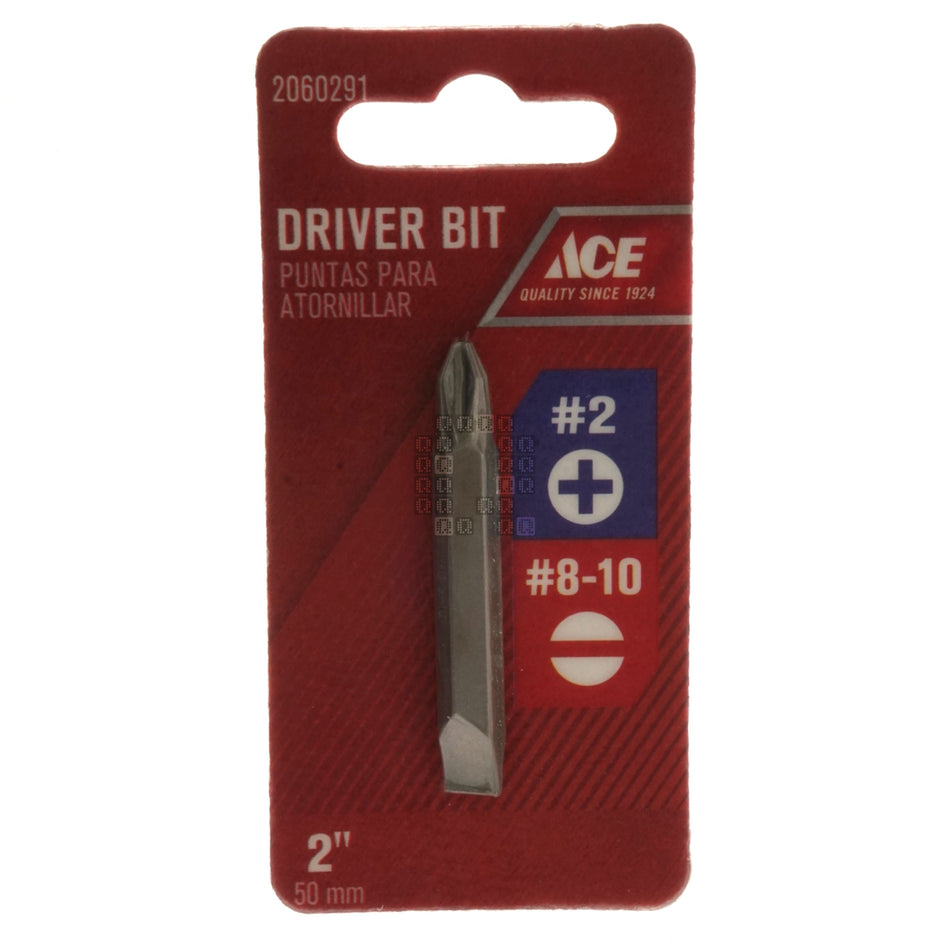 ACE Hardware 2060291 #2 Phillips PH2 / #8-10 Slotted Double Ended Driver Bit, 2" Length