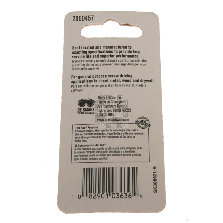 ACE Hardware 2060457 #1 / #2 Phillips PH1 / PH2 Double Ended Driver Bit 2" Long