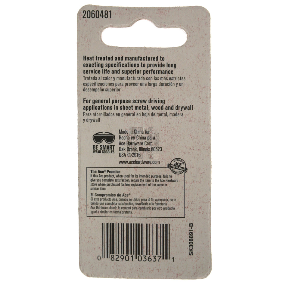 ACE Hardware 2060481 #2 Phillips PH2 / #2 Square SQ2 Double Ended Driver Bit, 2" Length