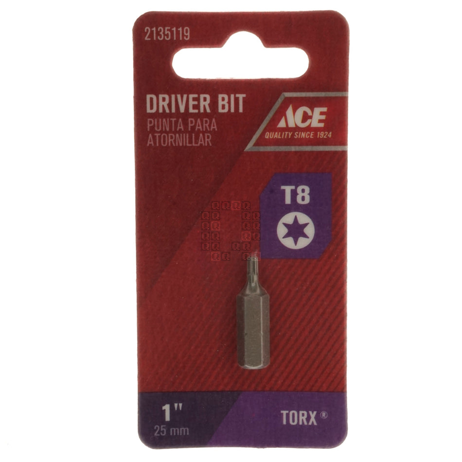 ACE Hardware 2135119 T8 TORX Driver Bit, 1" Length