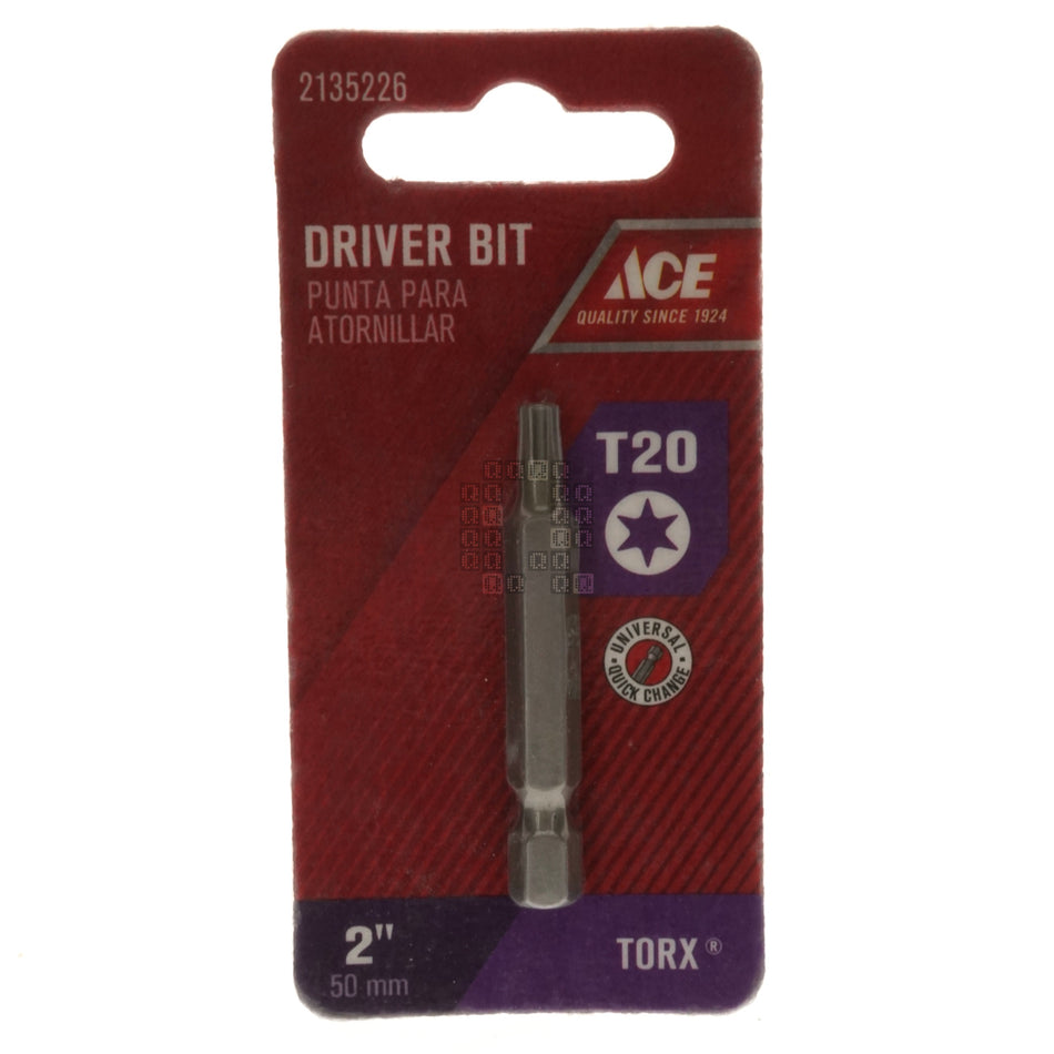 ACE Hardware 2135226 T20 TORX Driver Bit, 2" Length