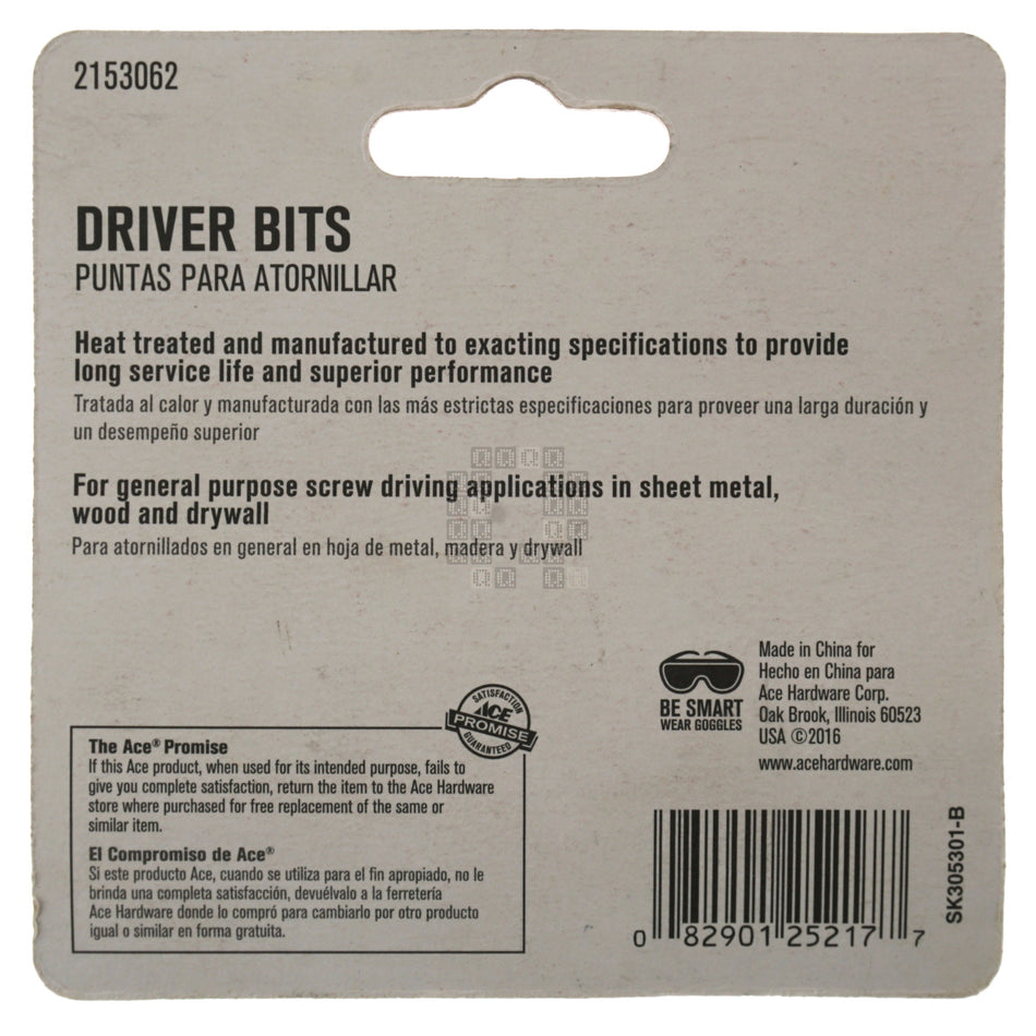 ACE Hardware 2153062 #2 Square / SQ2 Driver Bits, 2" Length, 4-Pack