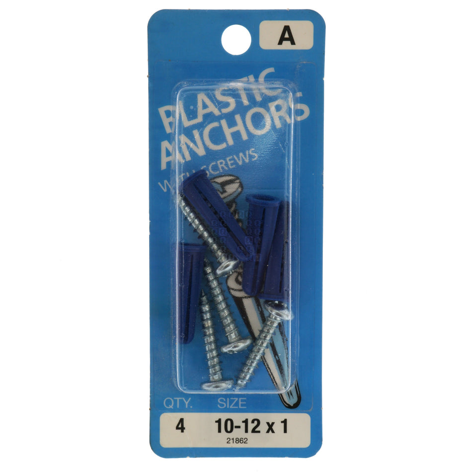 Midwest Fastener 21862 #10-12 x 1 Plastic Anchor Kit with Zinc Screws