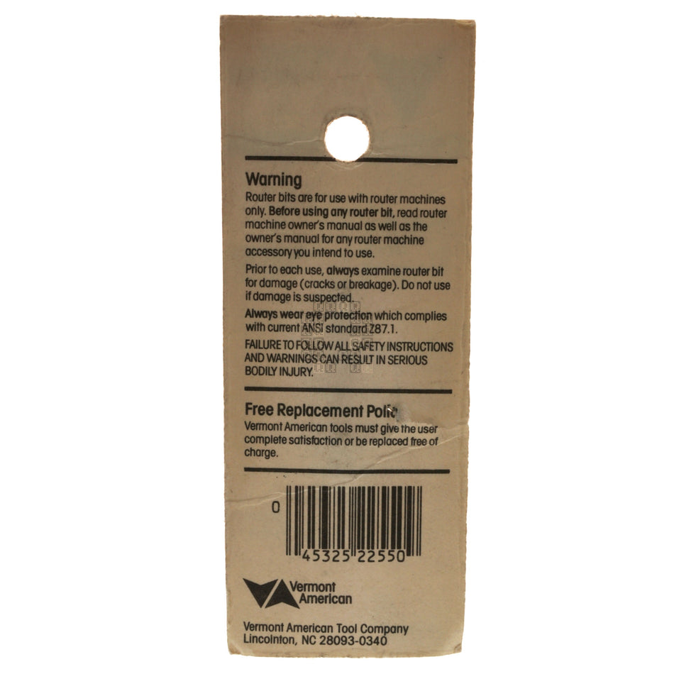 Vermont American 470 22550 Flush & 22ÃÂ° Bevel Carbide Router Bit, 1/4" Shank