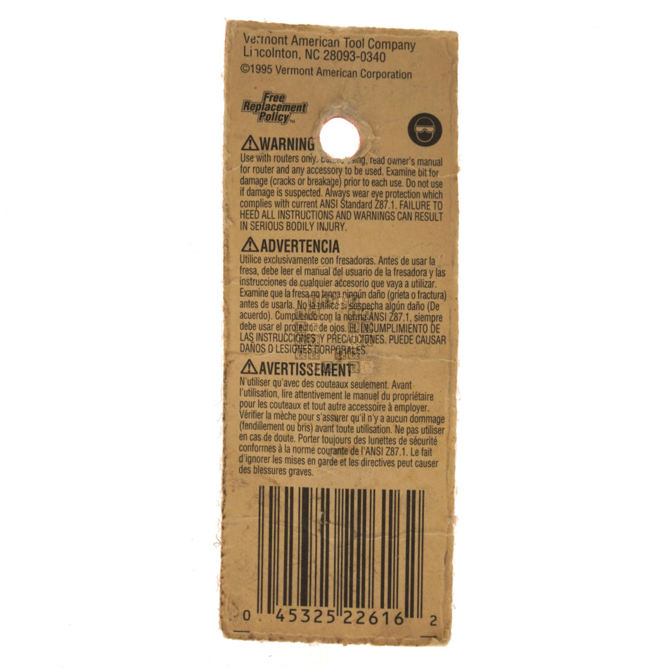 Vermont American 22616 3/8" Hang Slot High Speed Steel Router Bit